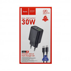 СЗУ Блок Hoco N63 PD30W + кабель Type-C на Type-C черный