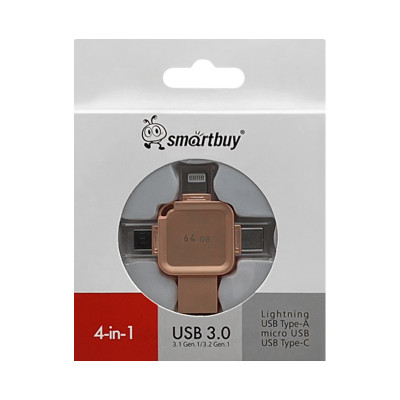 USB 3.0 64GB Smartbuy MC15A розовый 4 в1 Lightning/Type-C/Micro/Type-A оптом по низким ценам!