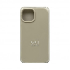 Чехол накладка Silicone case (без лого) iPhone 15 молочный