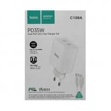 СЗУ Hoco C108A  + кабель Type-C Lightning 1m белый