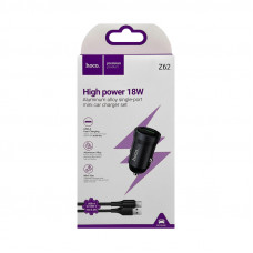 АЗУ USB Hoco Z62 18W + кабель Type-C темно-серый