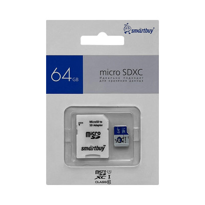 64GB microSDHC Class 10 Smartbuy UHS-1 бело-синий оптом по низким ценам!