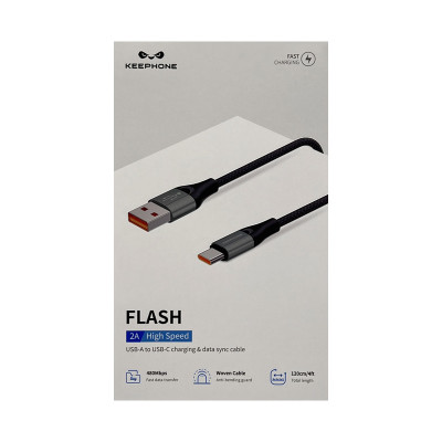 Кабель Type-C KEEPHONE FLASH DC25253 2A черный оптом по низким ценам!