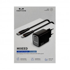 СЗУ Блок KEEPHONE MIXEED KP-EB006 30W + кабель Type-C Lightning черный
