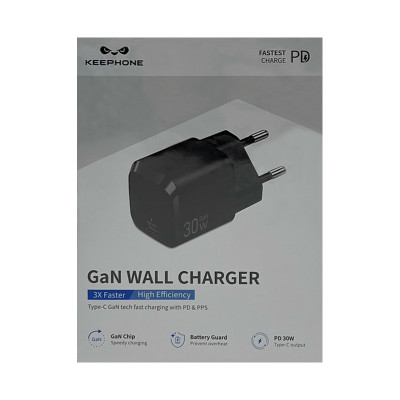 СЗУ Блок Keephone Gan Wall Charger GAN 30W Type-C черный оптом по низким ценам!