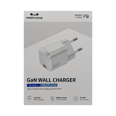 СЗУ Блок Keephone Gan Wall Charger GAN 30W Type-C белый оптом по низким ценам!