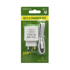 СЗУ USB Borofone BA72A 3А 18W + кабель Type-C белый