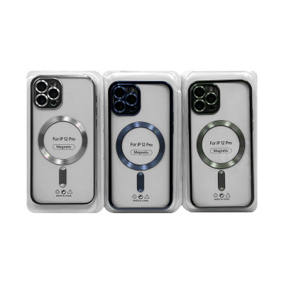 Чехол накладка iPhone 12 Pro Magsafe цветным кантом и защитой камеры оптом по низким ценам!