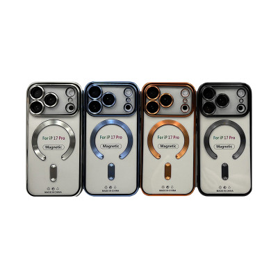 Чехол накладка iPhone 17 Pro/18 Pro Magsafe цветным кантом и защитой камеры оптом по низким ценам!