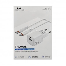 СЗУ Блок KEEPHONE THOMAS 20W + кабель Type-C Type-C белый