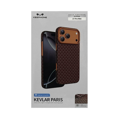 Чехол накладка iPhone 17 Pro Max KEEPHONE KEVLAR PARIS оранжевый оптом по низким ценам!