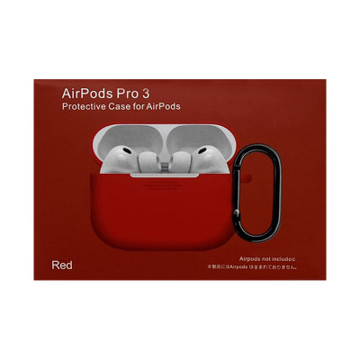 Чехол AirPods Pro 3 вид2 с карабином красный оптом по низким ценам!