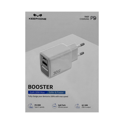 СЗУ Блок Keephone BOOSTER GAN30W USB+C белый оптом по низким ценам!