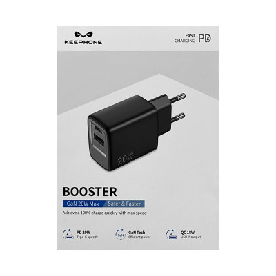 СЗУ Блок Keephone BOOSTER GAN20W USB+C черный оптом по низким ценам!