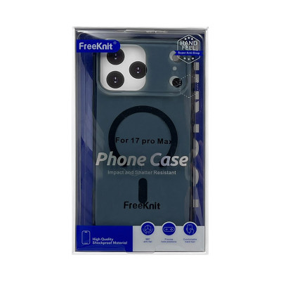 Чехол накладка iPhone 17 Pro Max FreeKNIT MAGSAFE прозрачно-синий с защитой камеры оптом по низким ценам!