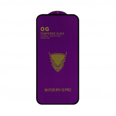 Защитное стекло OG iPhone 15 Pro черный техпак