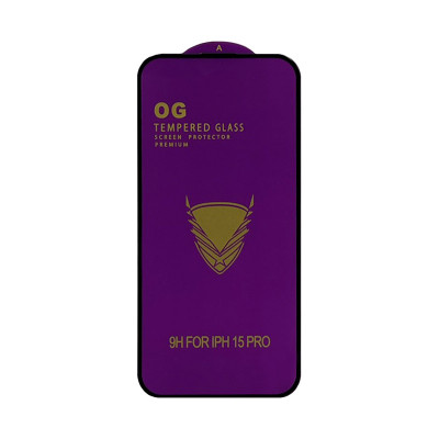 Защитное стекло OG iPhone 15 Pro черный техпак оптом по низким ценам!