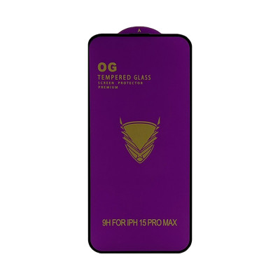 Защитное стекло OG iPhone 15 Pro Max черный техпак оптом по низким ценам!