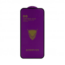 Защитное стекло OG iPhone 15/16 черный техпак