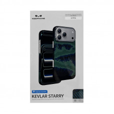 Чехол накладка iPhone 17 Pro KEEPHONE KEVLAR STARRY черно-зеленный