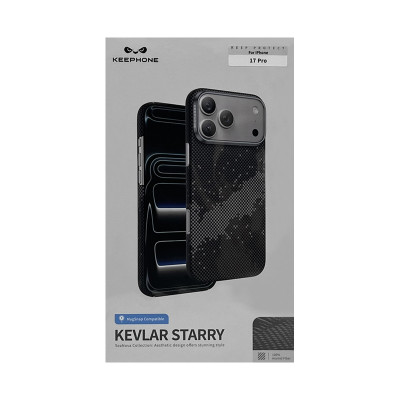 Чехол накладка iPhone 17 Pro KEEPHONE KEVLAR STARRY черно-серый оптом по низким ценам!