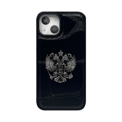 Чехол накладка iPhone 13/14  под кожу с гербом оптом по низким ценам!