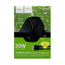 СЗУ Блок Hoco CS101A 20W+ кабель Type-C Type-C 1m черный