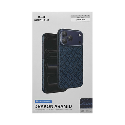 Чехол накладка iPhone 17 Pro Max KEEPHONE KEVLAR DRAKON ARAMID синий оптом по низким ценам!