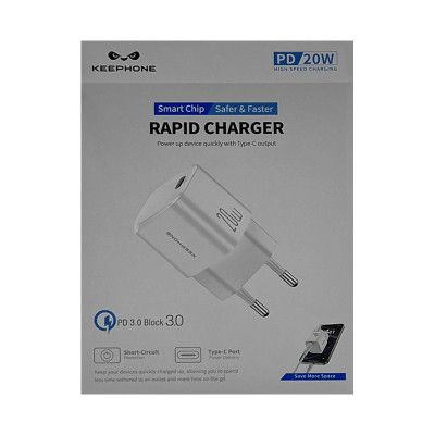 СЗУ Блок Keephone RAPID GAN 20W Type-C белый оптом по низким ценам!