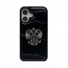 Чехол накладка iPhone 16  под кожу с гербом