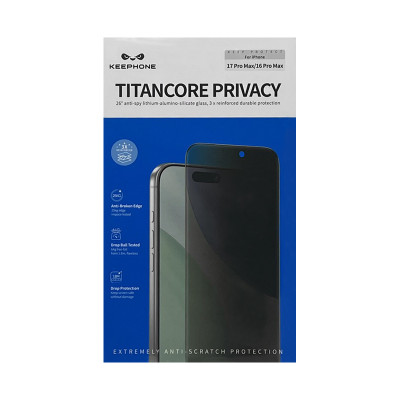 Защитное стекло KEEPHONE TITANCORE HD iPhone 17 Pro Max/16Pro Max Антишпион оптом по низким ценам!
