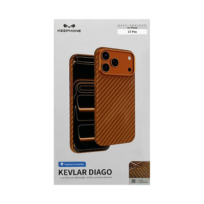 Чехол накладка iPhone 17 Pro KEEPHONE KEVLAR DIAGO оранжевый оптом по низким ценам!