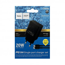 СЗУ Блок Hoco CS93A 20W + кабель Type-C Type-C 1m черный