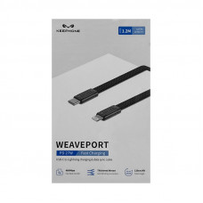 Кабель Type-C на Lightning Keephone WEAVEPORT 27W 1,2M черный