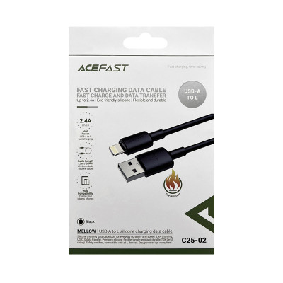 Кабель Lightning Acefast C25-02 2.4A черный оптом по низким ценам!