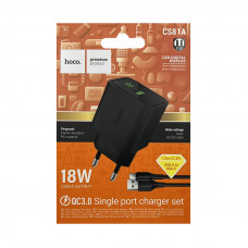 СЗУ USB Hoco CS81A 18W + кабель Type-C черный
