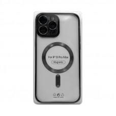 Чехол накладка iPhone 13 Pro Max Magsafe цветным кантом и защитой камеры