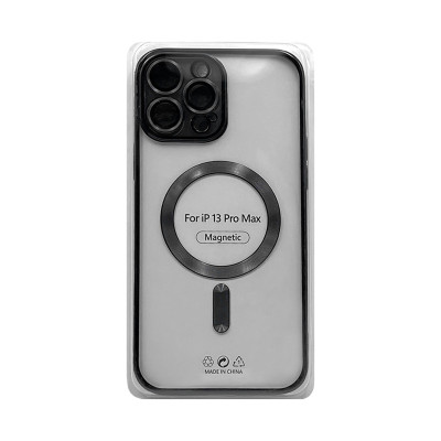Чехол накладка iPhone 13 Pro Max Magsafe цветным кантом и защитой камеры оптом по низким ценам!