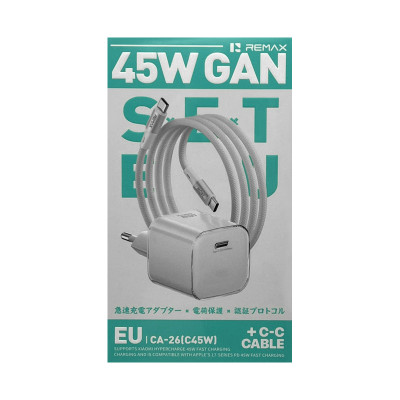 СЗУ Блок Remax PD45W CA-26 GAN + кабель Type-C Type-C белый оптом по низким ценам!
