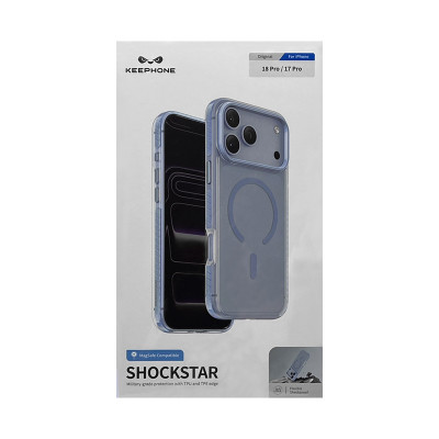 Чехол накладка iPhone 17 Pro /18 Pro KEEPHONE SHOCKSTAR голубой оптом по низким ценам!