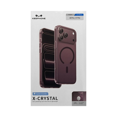Чехол накладка iPhone 17 Pro /18 Pro KEEPHONE X-CRYSTAL бордовый оптом по низким ценам!