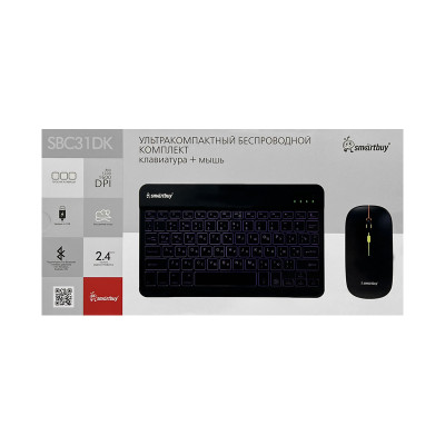 Клавиатура беcпроводная ультракомпактная + мышь Smartbuy SBC31DK черный оптом по низким ценам!