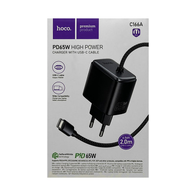 СЗУ Hoco C166A PD65W + кабель Type-C черный оптом по низким ценам!