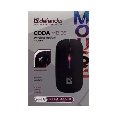 Мышь беспроводная Defender CODA MB-261 черный оптом по низким ценам!
