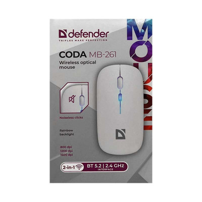 Мышь беспроводная Defender CODA MB-261 белый оптом по низким ценам!