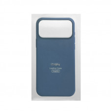 Чехол накладка iPhone 17 Pro/18 Pro LEATHER CASE Magsafe голубой