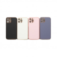 Чехол накладка iPhone 12 Pro Max под кожу с золотым кантом