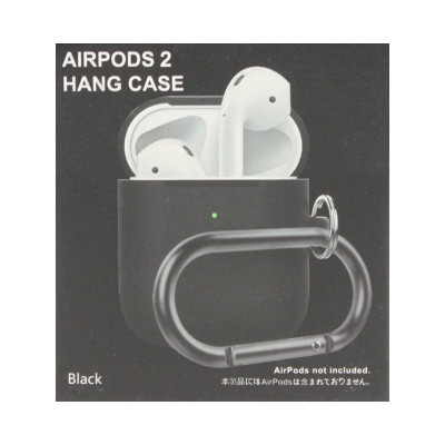 Чехол силикон AirPods 2 с карабином черный оптом по низким ценам!