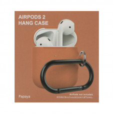 Чехол силикон AirPods 2 с карабином папая