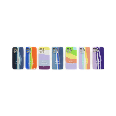 Чехол накладка Silicone Case (без лого) iPhone 13 Pro радужный оптом по низким ценам!